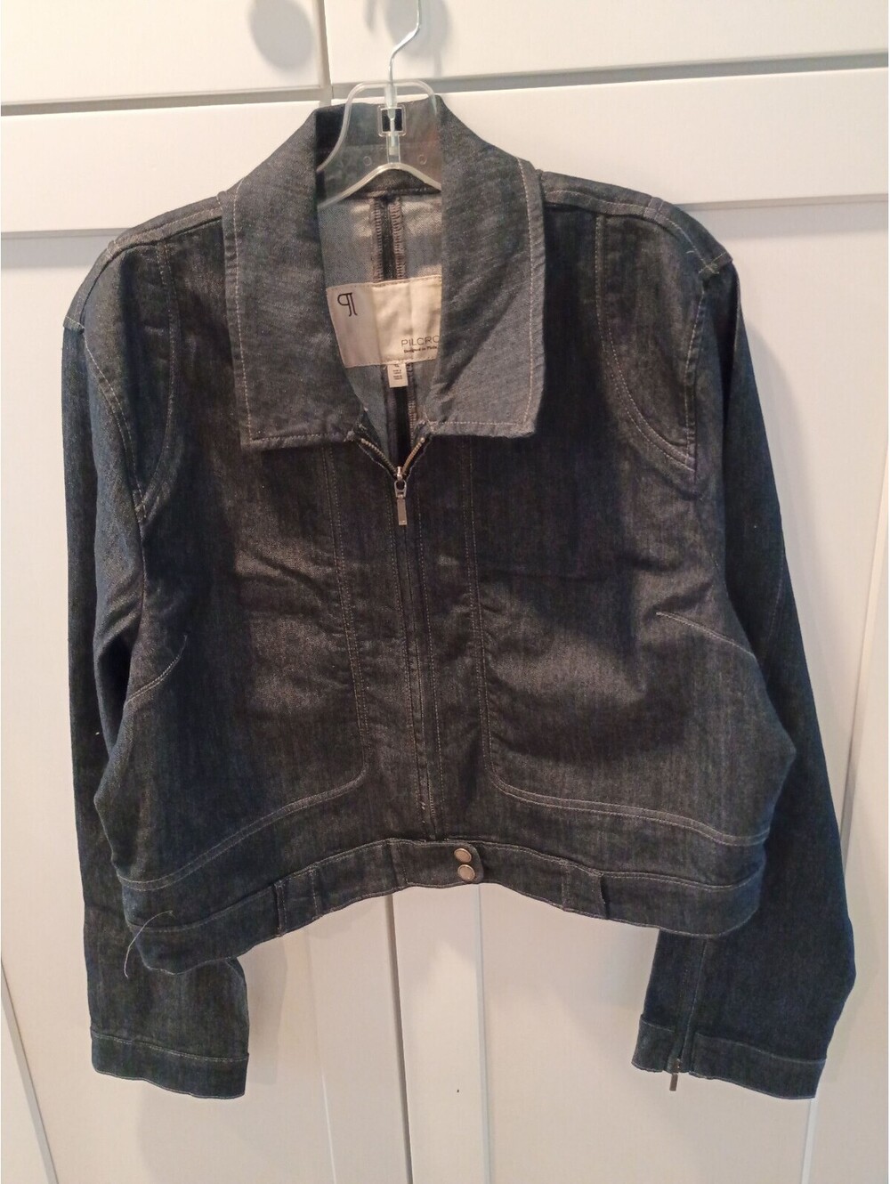 Pilcro Women's XL Dark Denim Jacket with Front Zipper